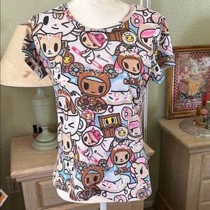 Tokidoki ladies Short Sleeve Tee - Pink, Brown, White